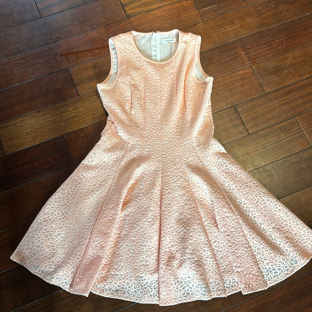 Calvin Klein Pale Pink Textured Fit-and-Flare Mini Dress